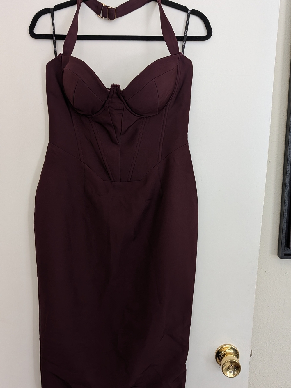 Club L London Burgundy Midi Bodycon Dress